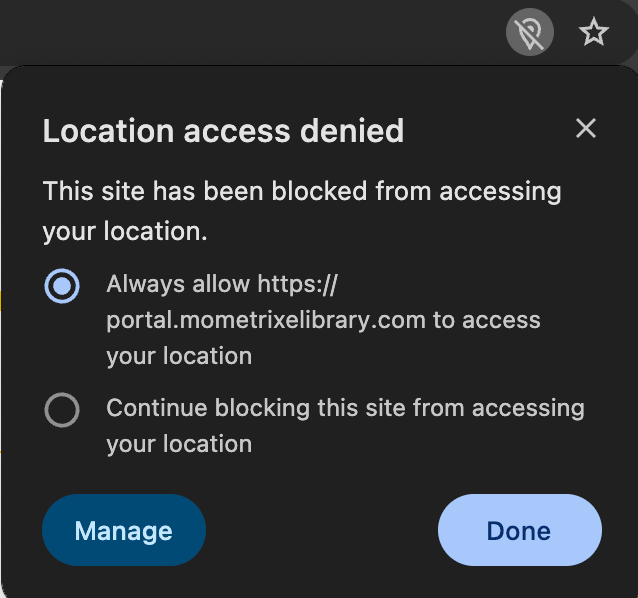 Chrome location settings step 2