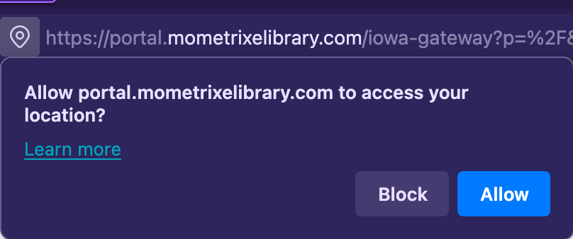 Firefox permission dialog