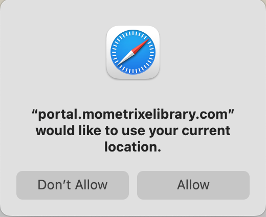 Safari location permission dialog